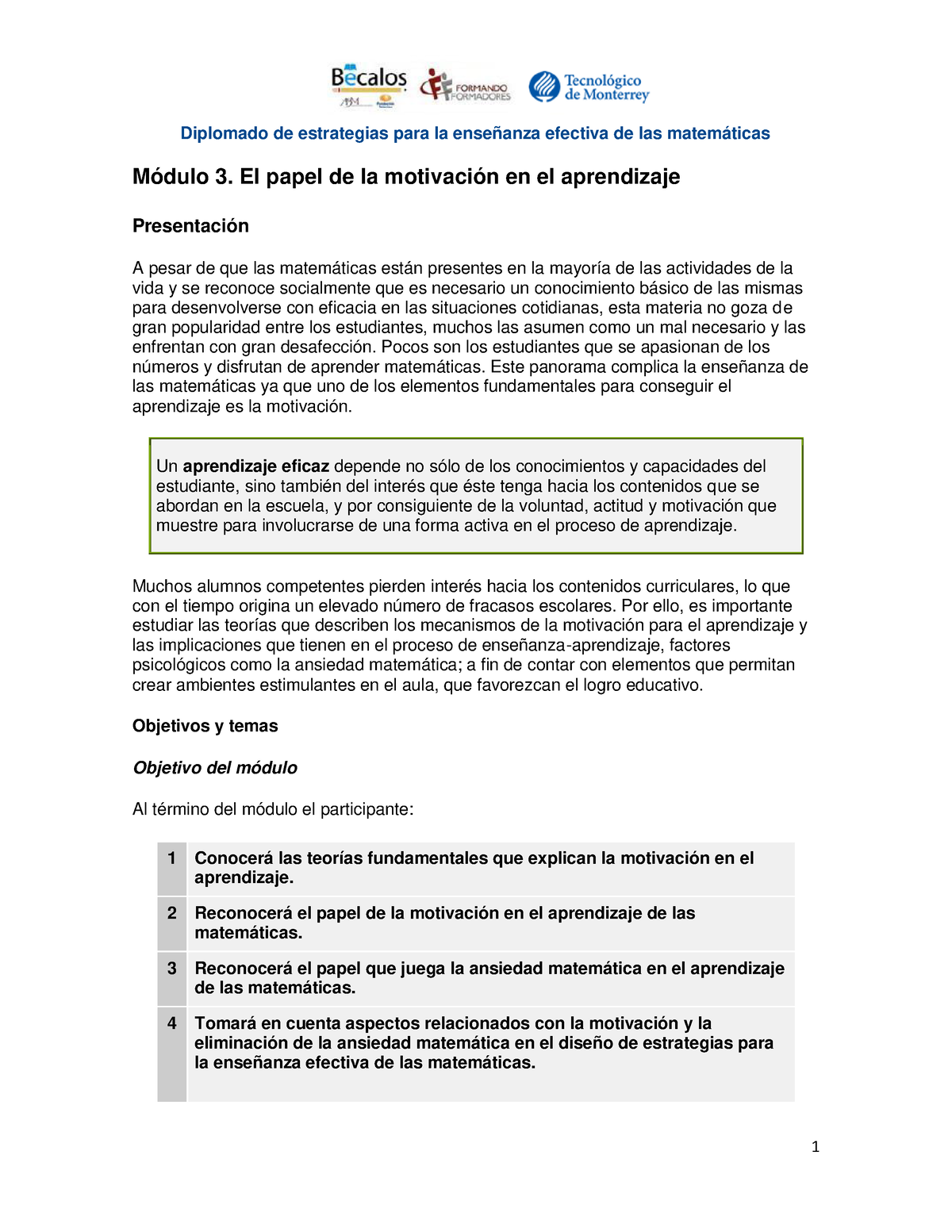 Motivacion EN EL Aprendizaje - Módulo 3. El Papel De La Motivación En ...