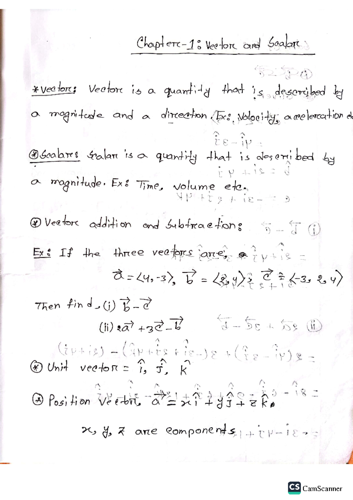Math For Final Loading Note by 260 - Vector and Scalar vector: Vector ...