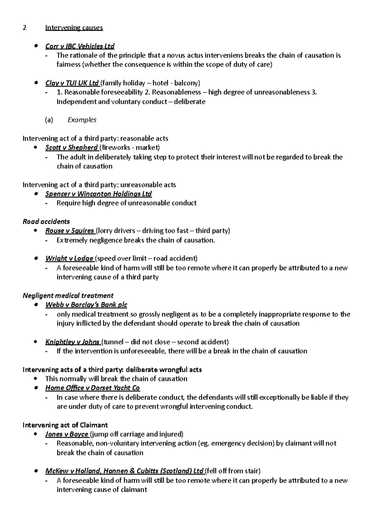 Causation - Part 2 - Topic 2 - 2 Intervening causes Corr v IBC Vehicles ...