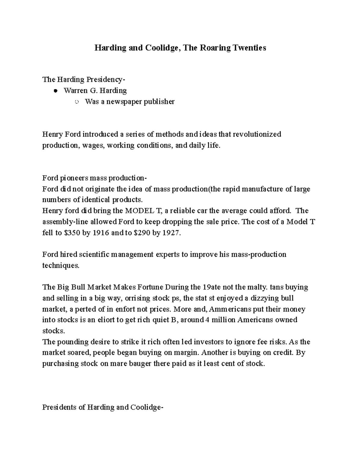 Harding and Coolidge, The Roaring Twenties - Harding Was a newspaper ...