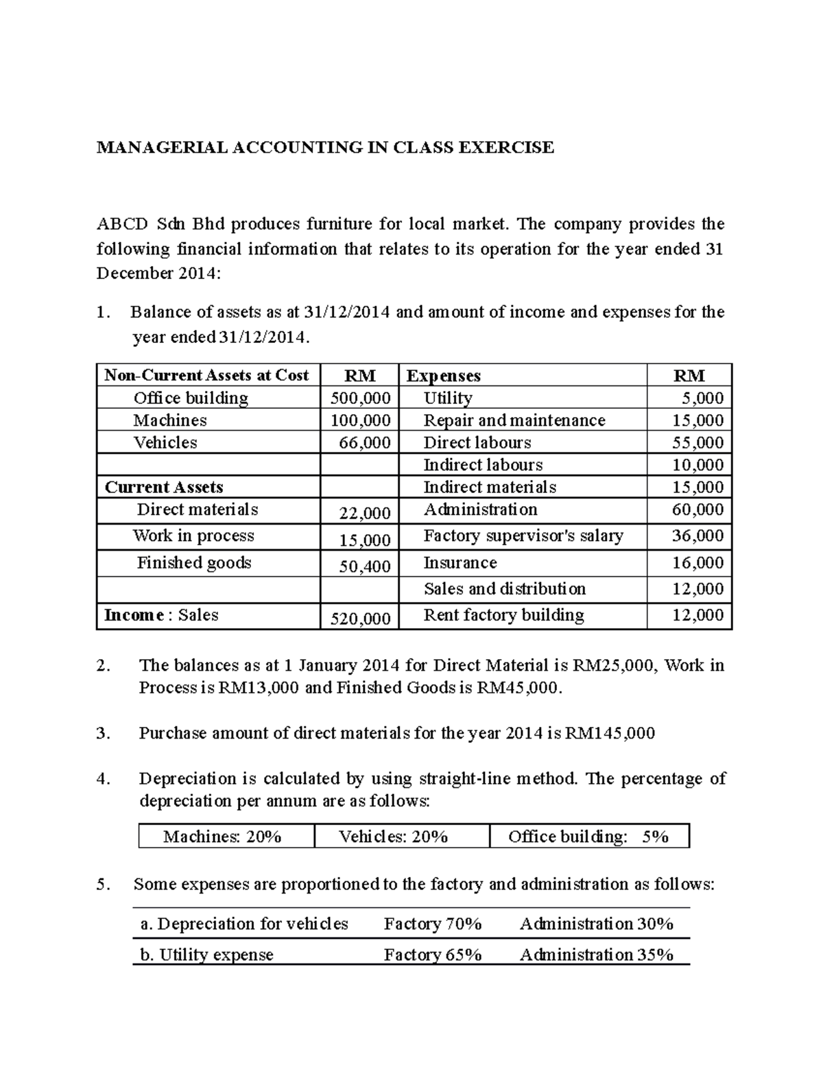 MA Inclass Exercise - Business Accounting Tutorial - MANAGERIAL ...