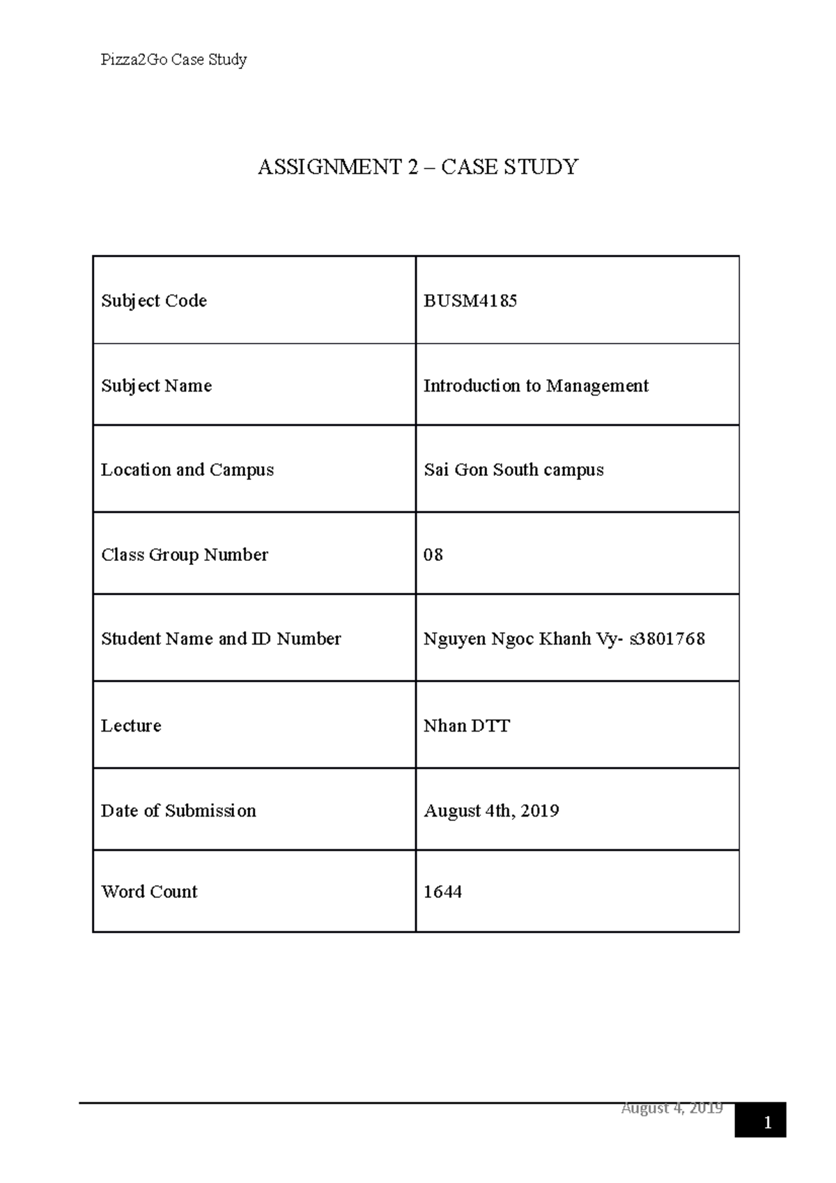 assignment 2 case study