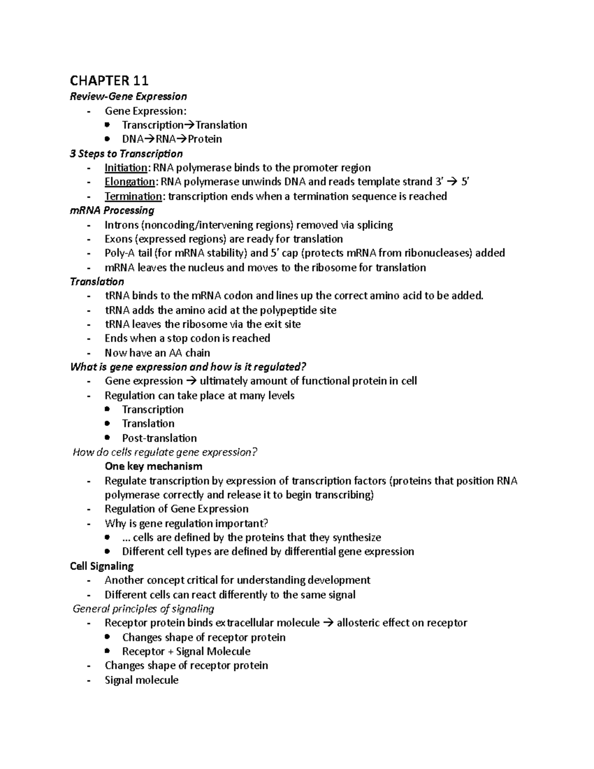 Chapter 11 - CHAPTER 11 Review-Gene Expression - Gene Expression ...