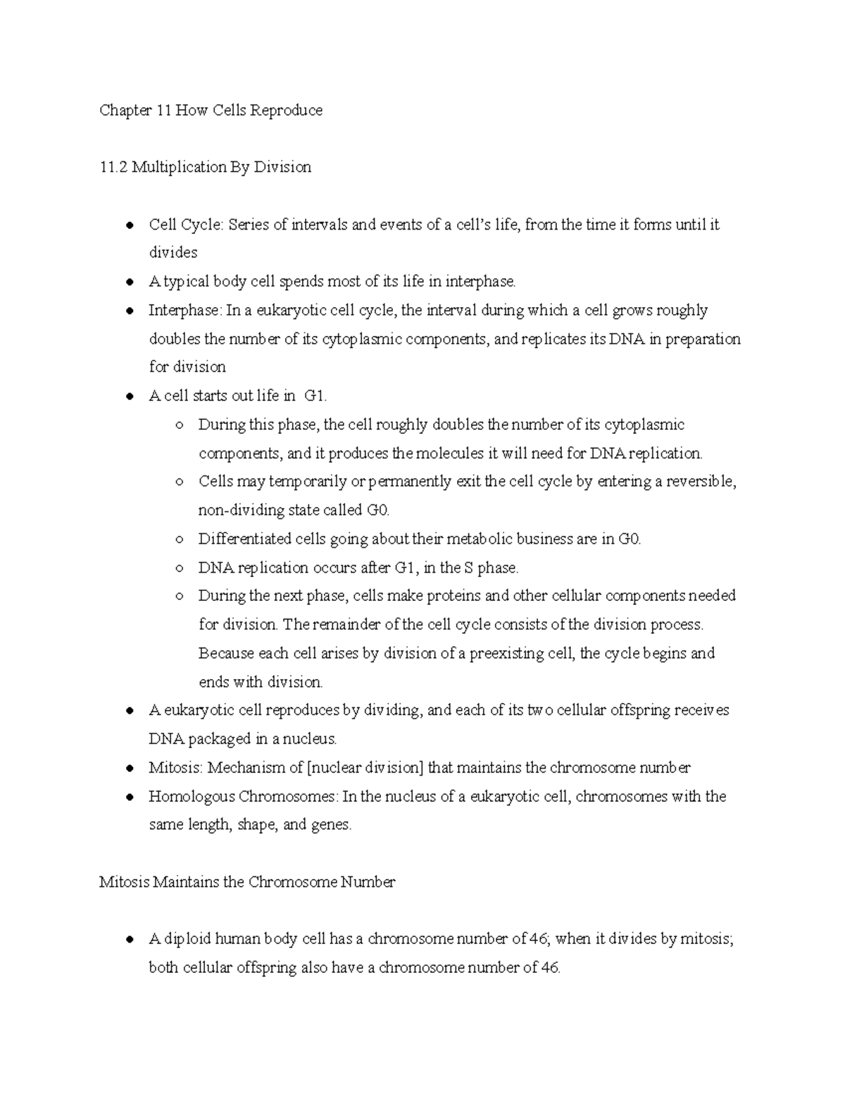 BY 101 - Chapter 11 Notes - BIOL 1111 - Chattahoochee Tech - Studocu