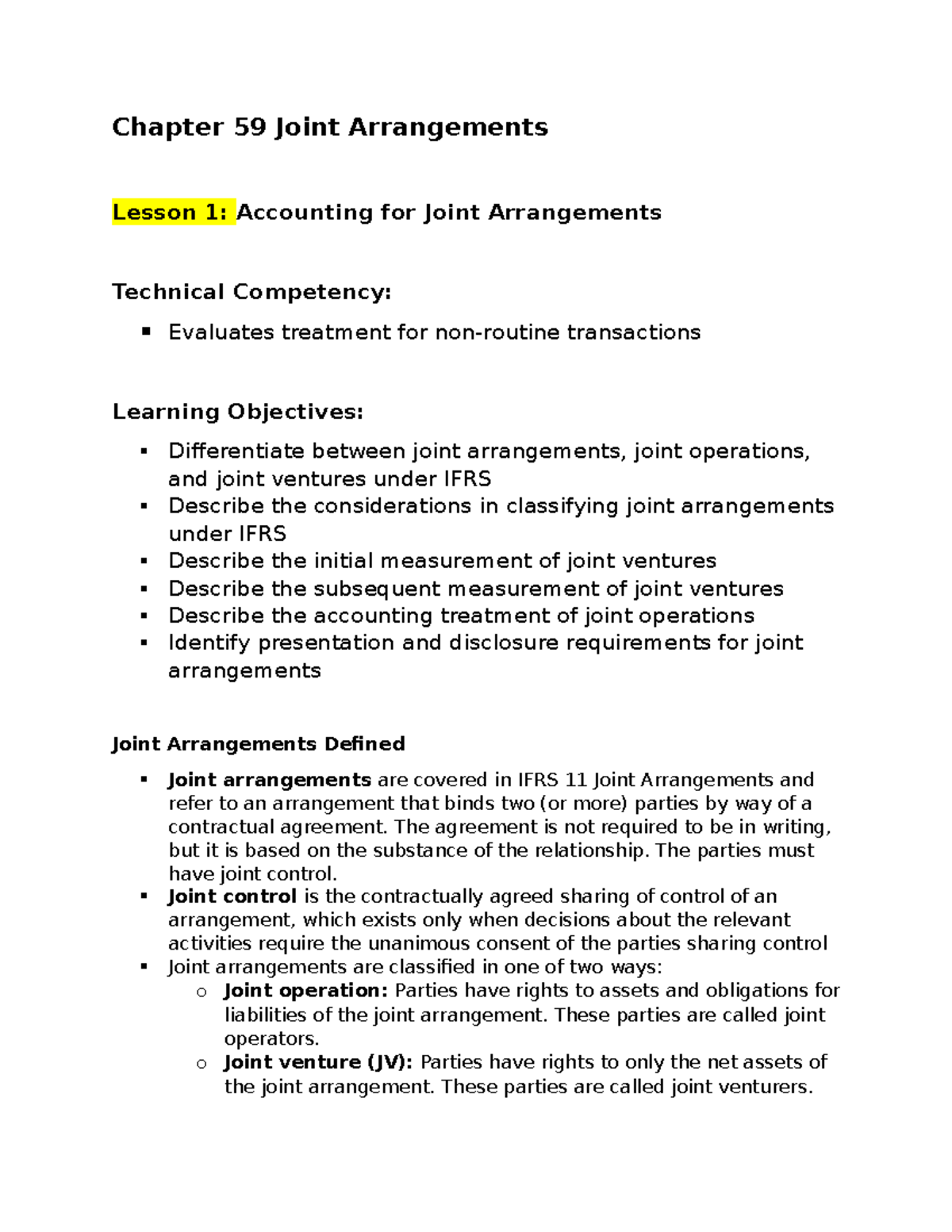 Chapter 59 - Joint Arrangements - Chapter 59 Joint Arrangements Lesson ...