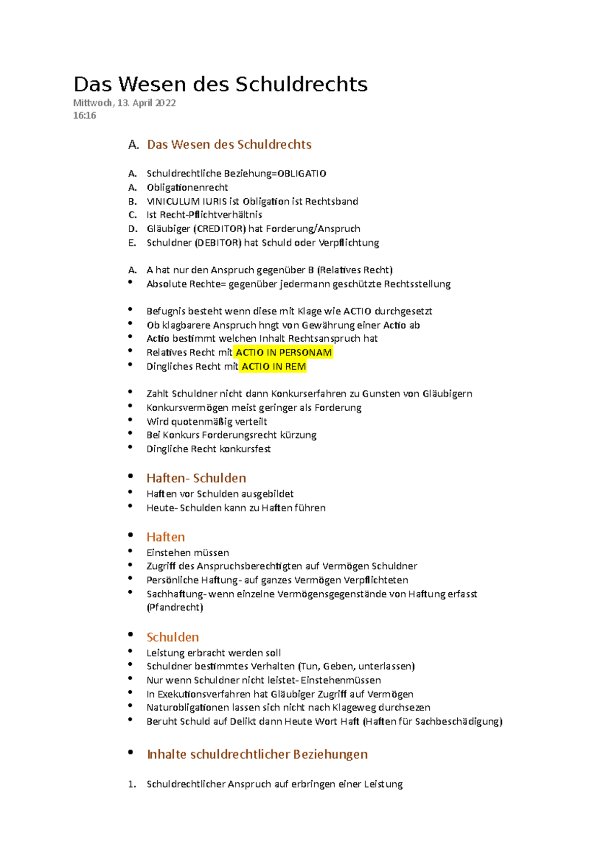 Einleitung Das Wesen des Schuldrechts Mittwoch, 13. April 2022 16 A