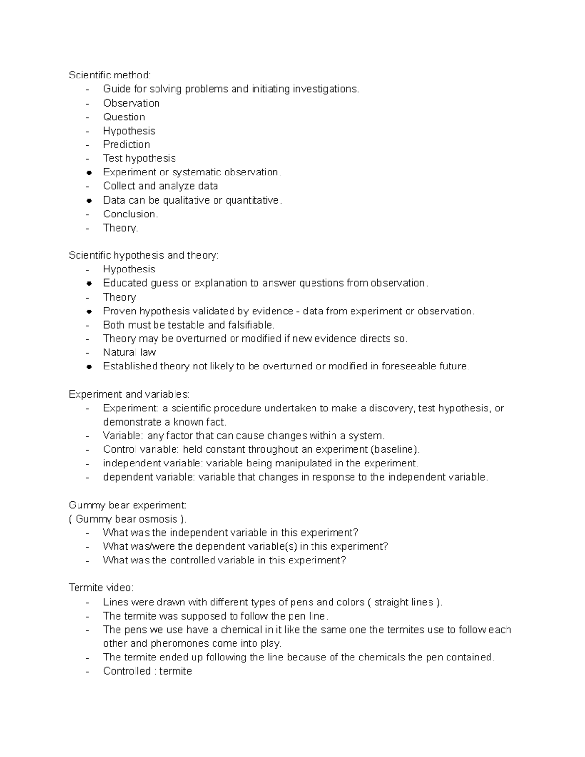Bio lab notes week 1 this is derived from the lab experiments we