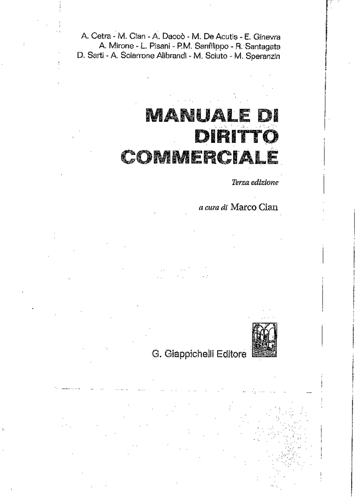 Estratto Manuale Cian Codice Crisi Insolvenza - Diritto Commerciale ...