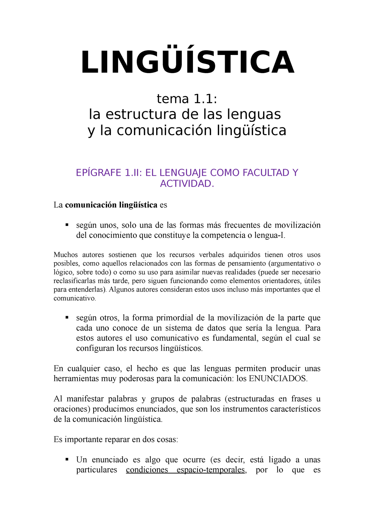 Lingüística 2 Apuntes 11 LingÜÍstica Tema 1 La Estructura De Las Lenguas Y La Comunicación 2954