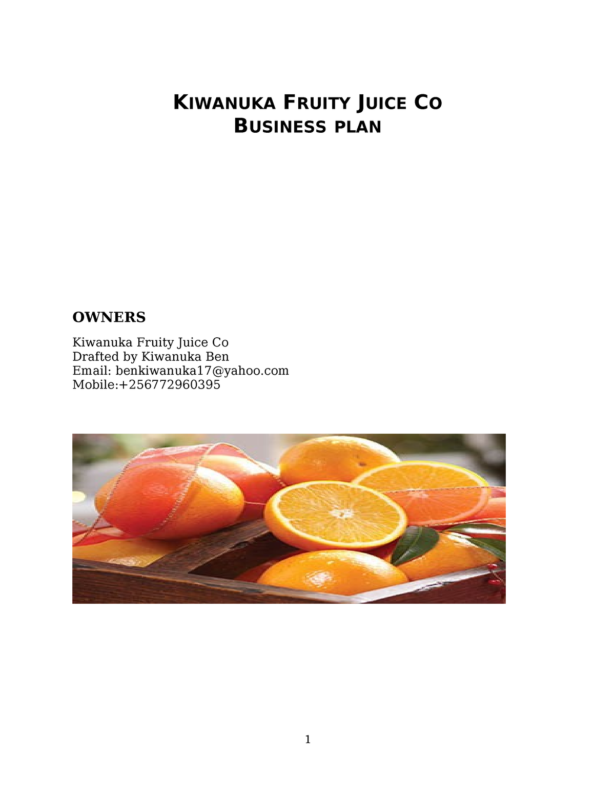 business plan for a fruit juice company