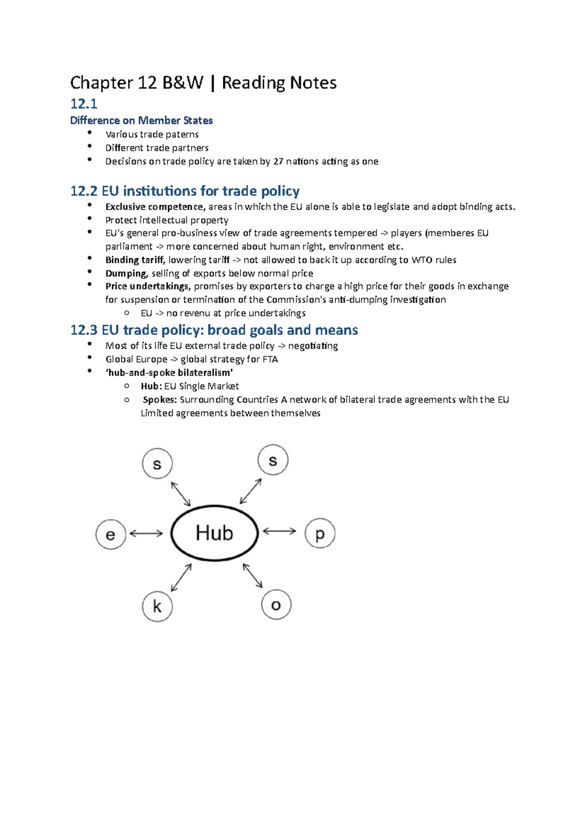 Chapter 12 B&W Reading Notes - Trade Policy And Economic Integration ...