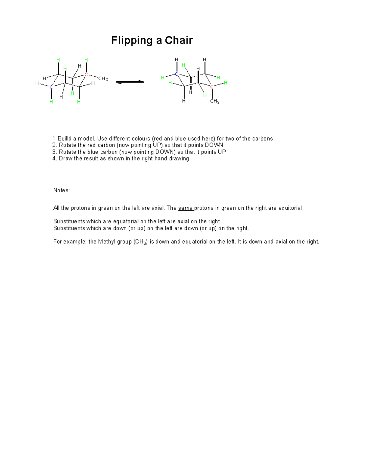 chair flipping document shows how to flip a chair conformation C C