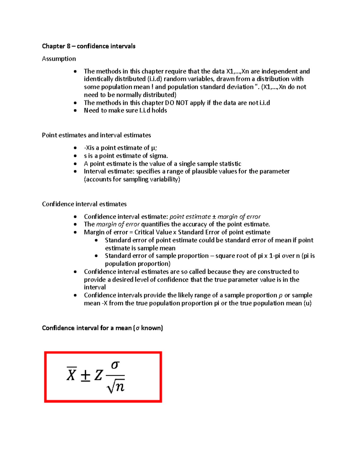 STAT1008 week 8 to 12 notes, has examples as well as lecture slides ...