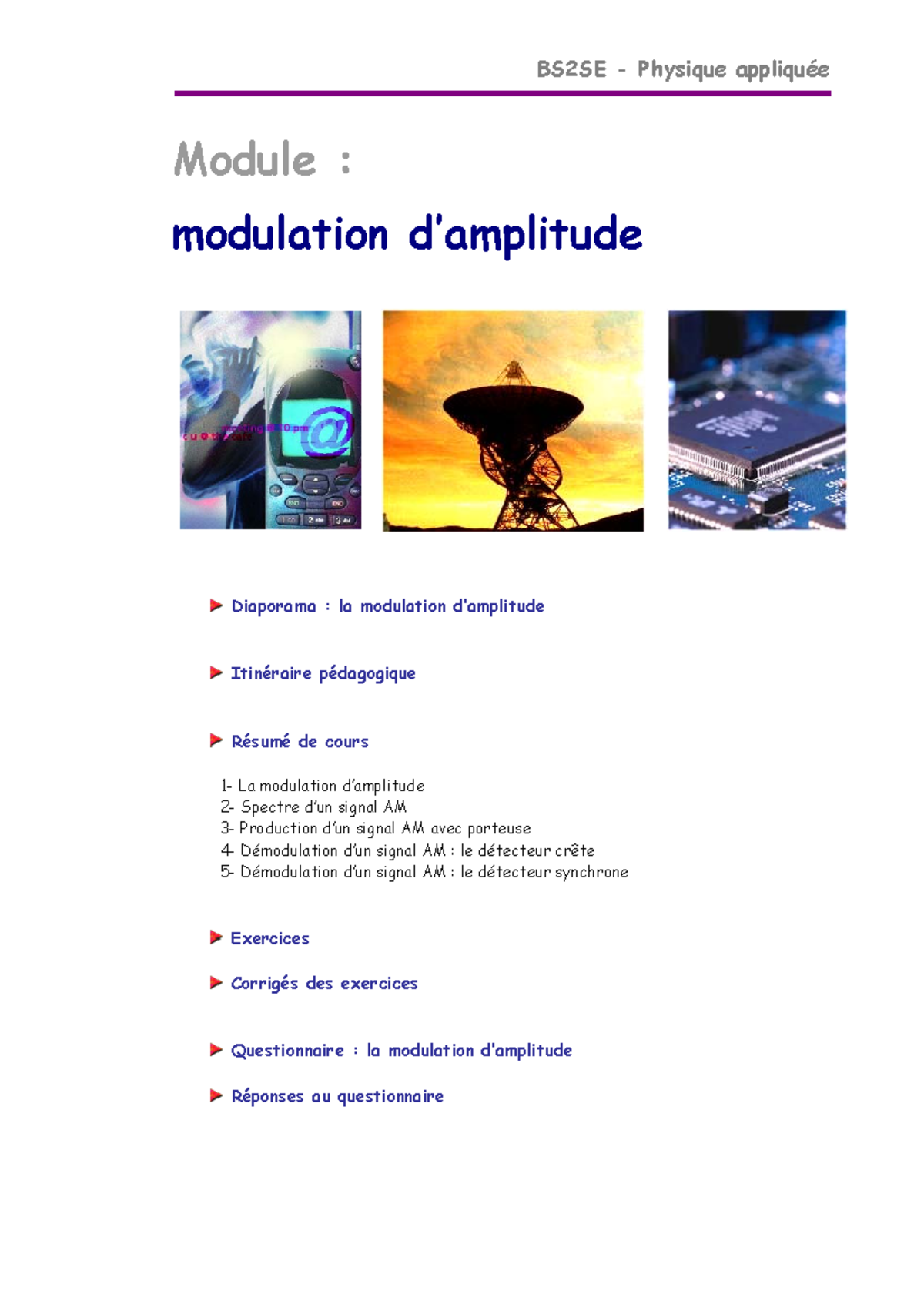 Ex sur modulation - programmation - BS2SE - Physique appliquÈe Module ...