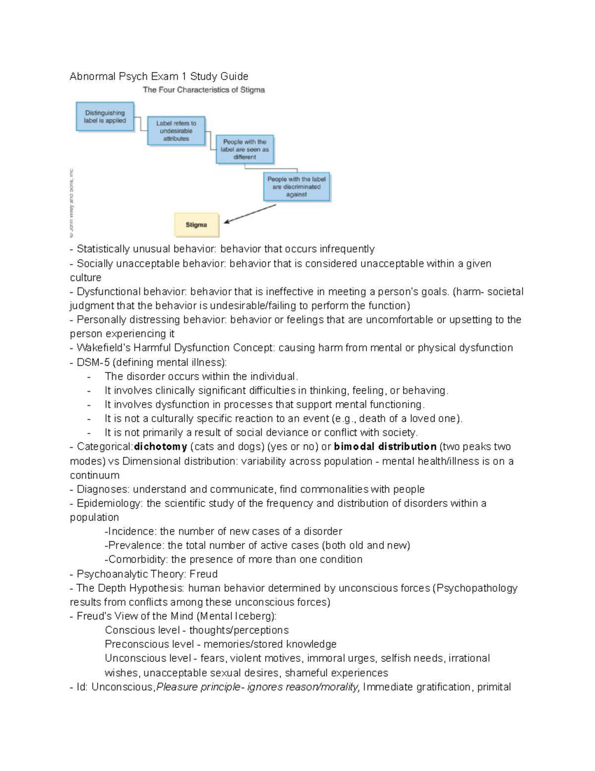 Exam 1 Study Guide - Abnormal Psych Exam 1 Study Guide Statistically ...