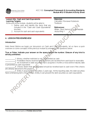 ACC 103 DAY 10-11 SAS - Acc103 - Module #10-11 Student Activity Sheet ...