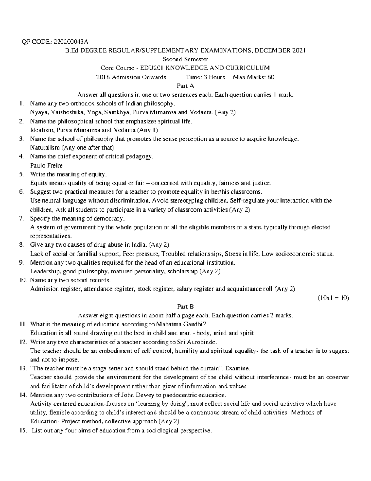 Value points-EDU 201- 2021-converted - QP CODE: 220200043A B DEGREE ...