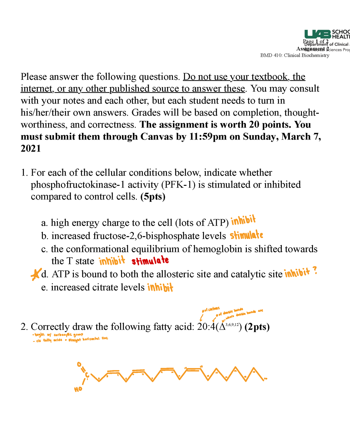 Biochem Assignment 2 - Activity 2 - Page 1 Of 2 Assignment 2 BMD 410 ...