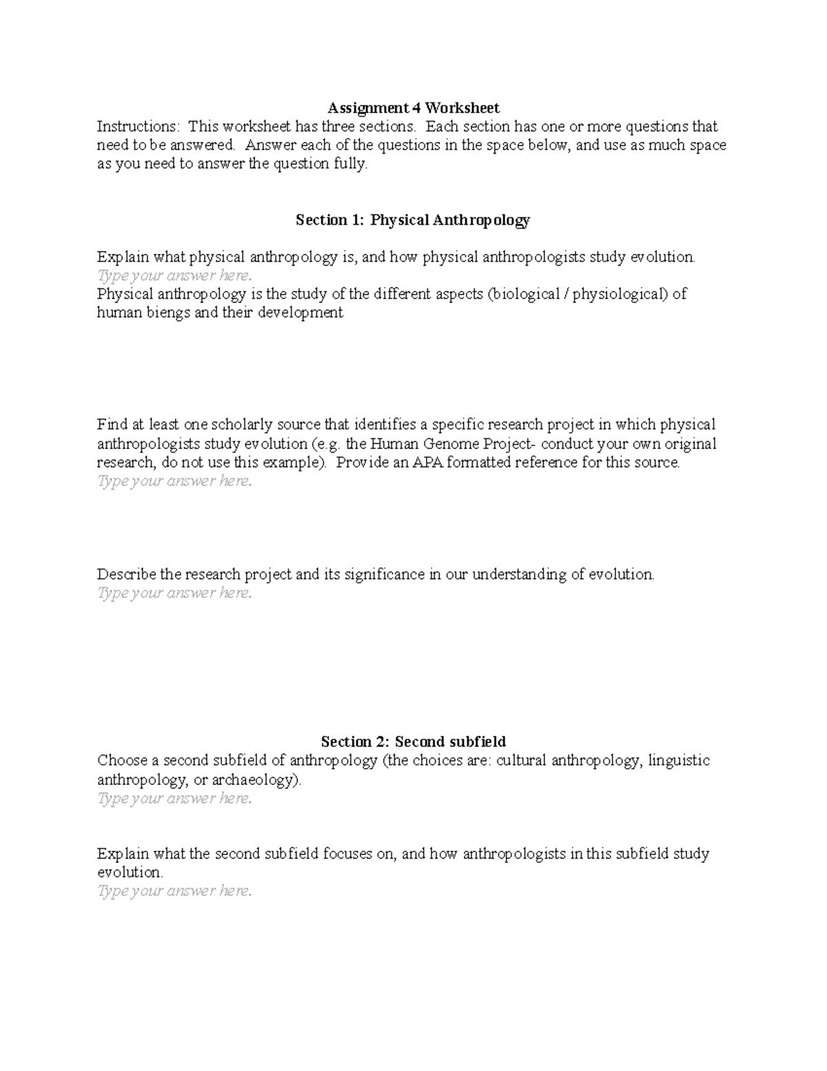 Assignment 4 Worksheet - Assignment 4 Worksheet Instructions: This ...