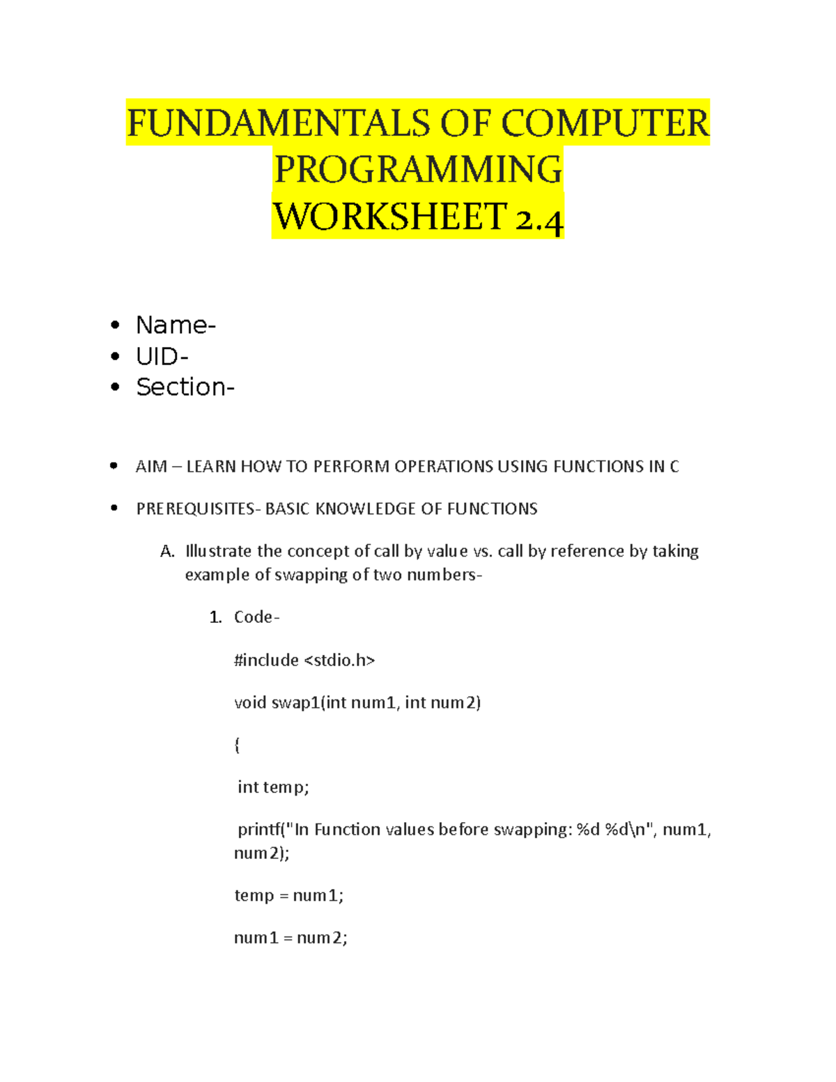 Fundamentals OF Computer Programming 2 - FUNDAMENTALS OF COMPUTER ...