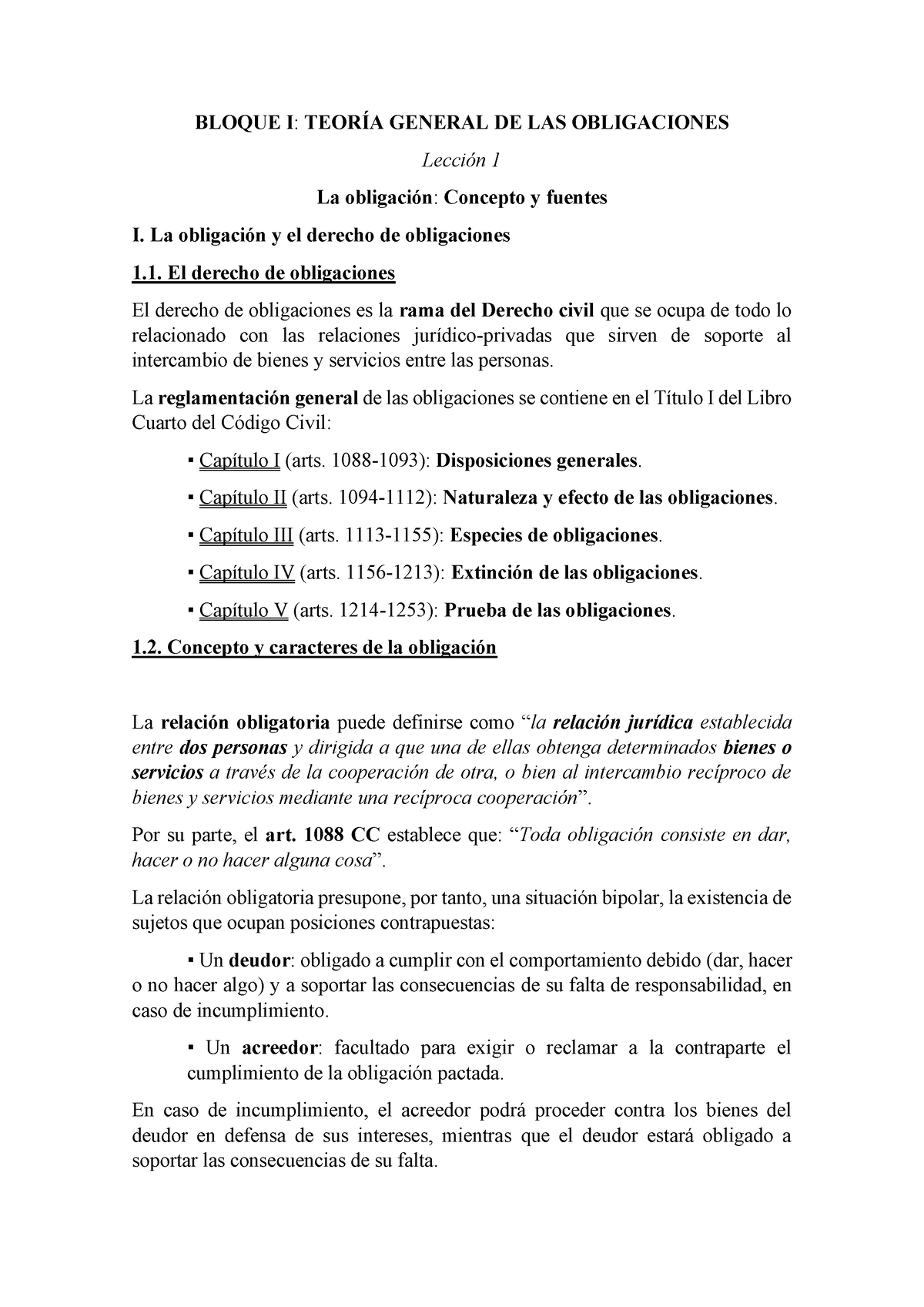 Apuntes Obligaciones Y Contratos Temas 1-19 - BLOQUE I : TEORÍA GENERAL ...