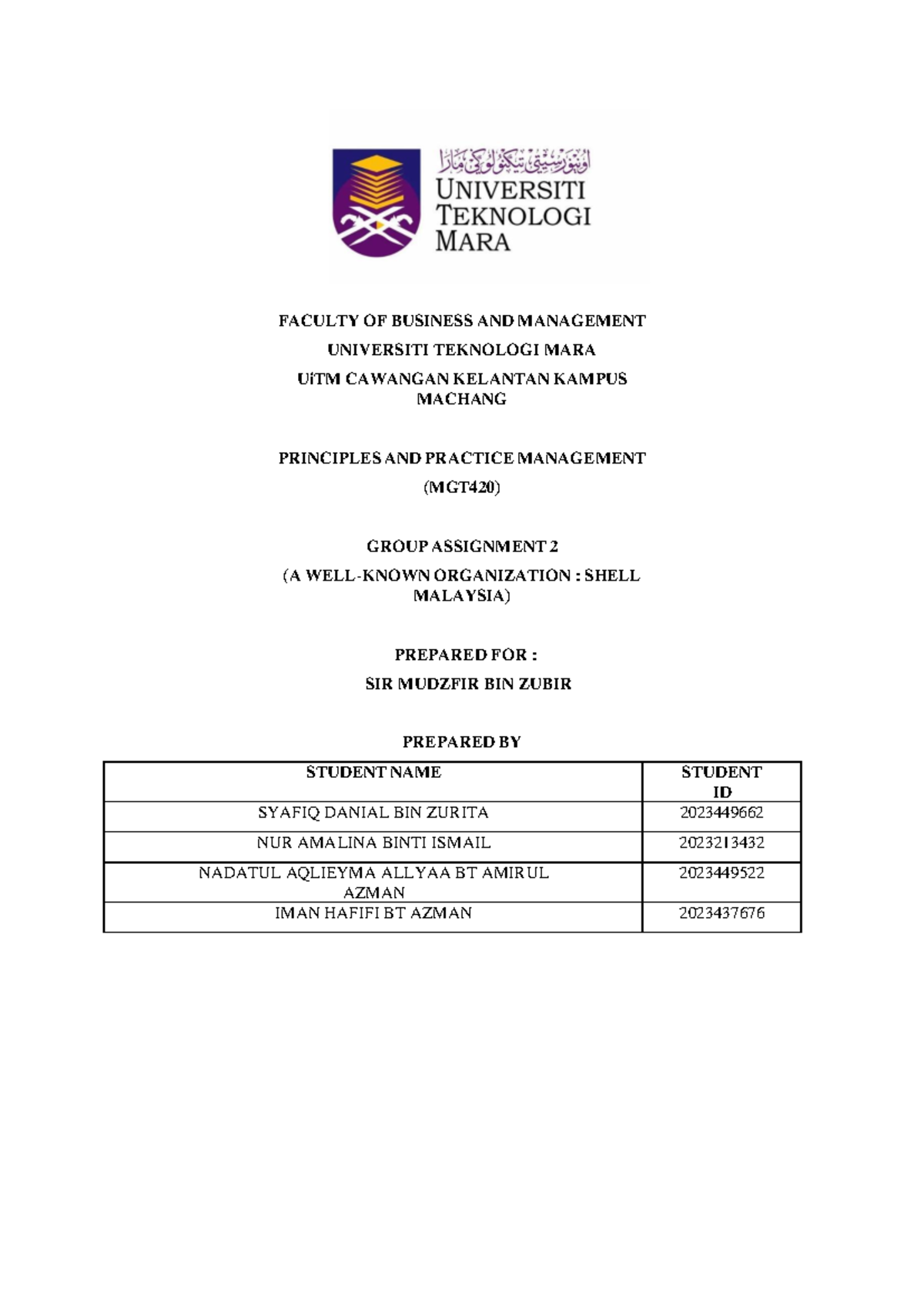 Assignment Mgt 420 Group Assignment 2 Faculty Of Business And