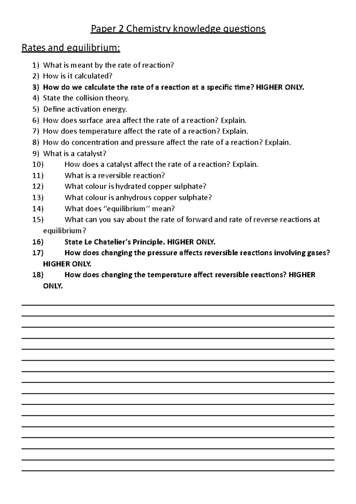 Paper 2 Chemistry knowledge questions(1) 0 - Paper 2 Chemistry ...