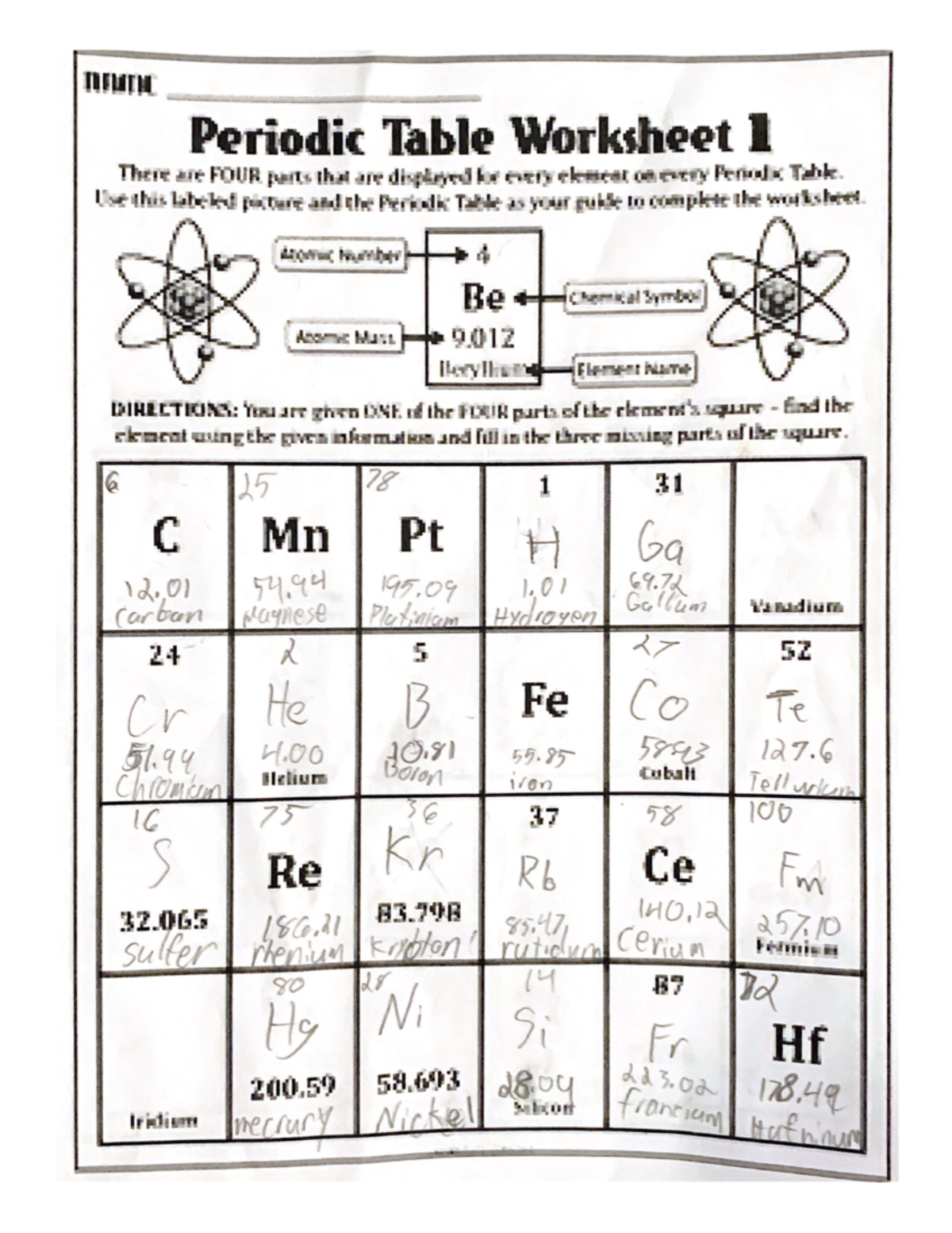 Periodic Table Worksheet 1 - SCI200 - Studocu