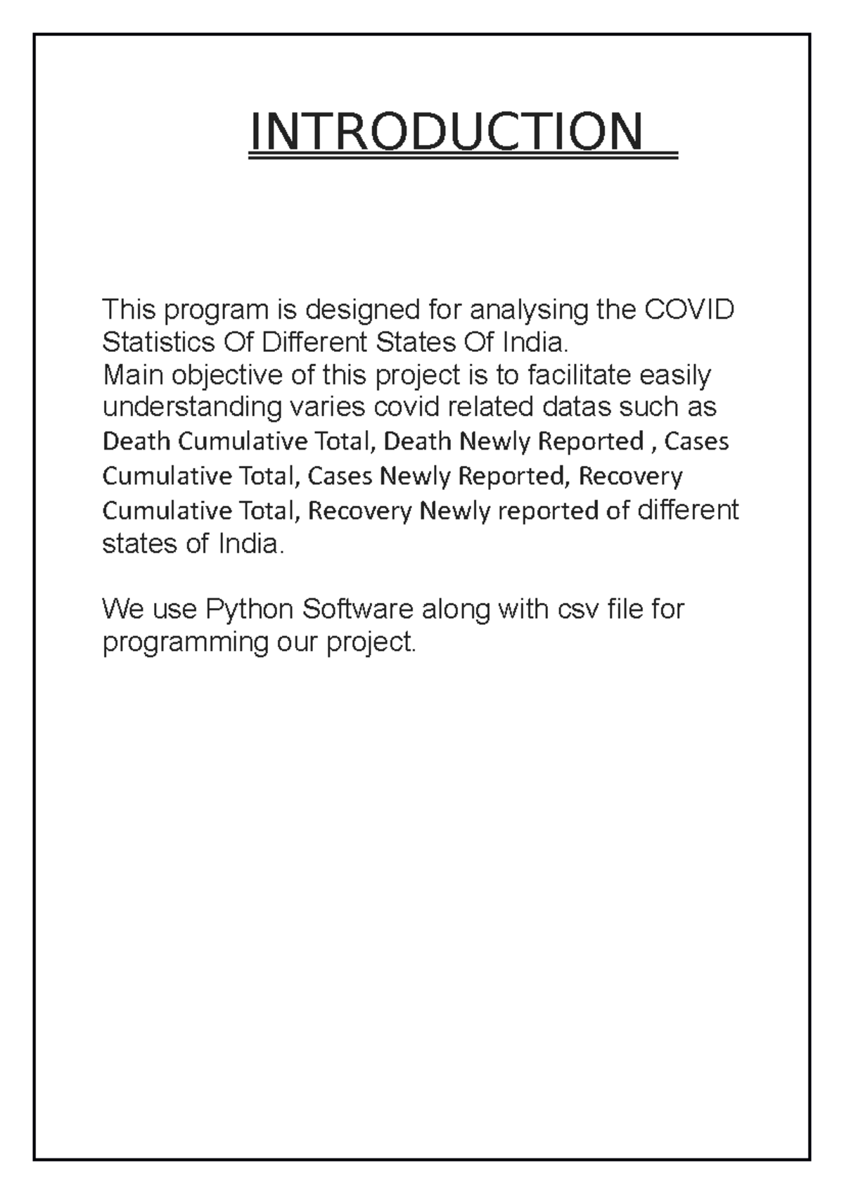 IP Project - ipo poject - INTRODUCTION This program is designed for ...