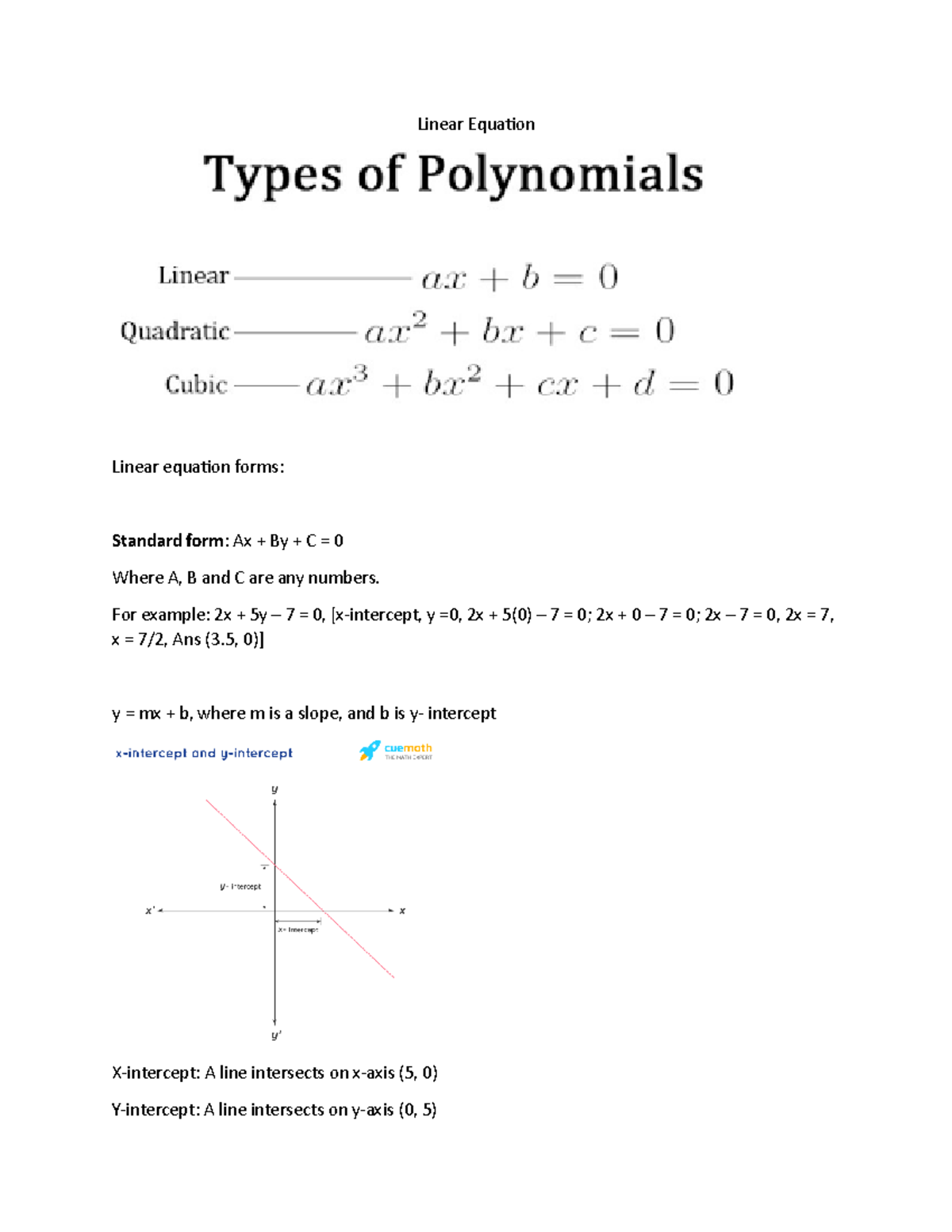 Session 2 Math 04JAN2022 Linear Equation Linear equation forms