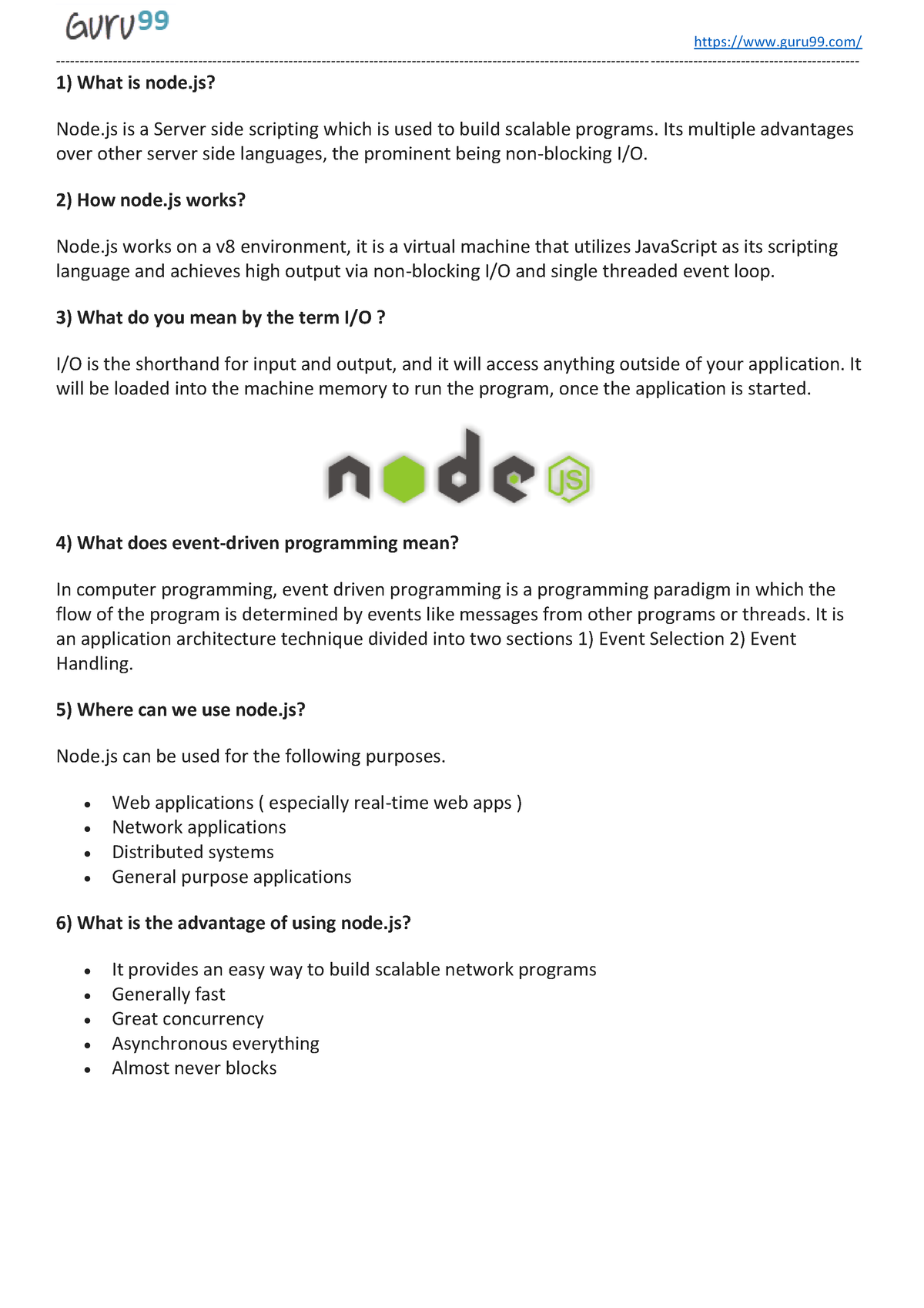 Node Js Interview Questions - What Is Node? Node Is A Server Side ...