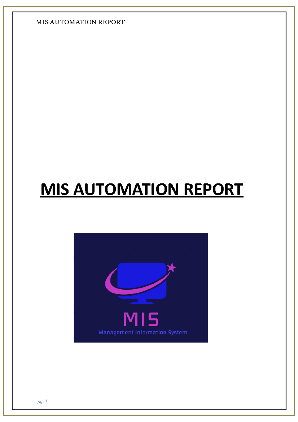 MIS Automation Report - MIS AUTOMATION REPORT AN ISO 9001:2008 ...