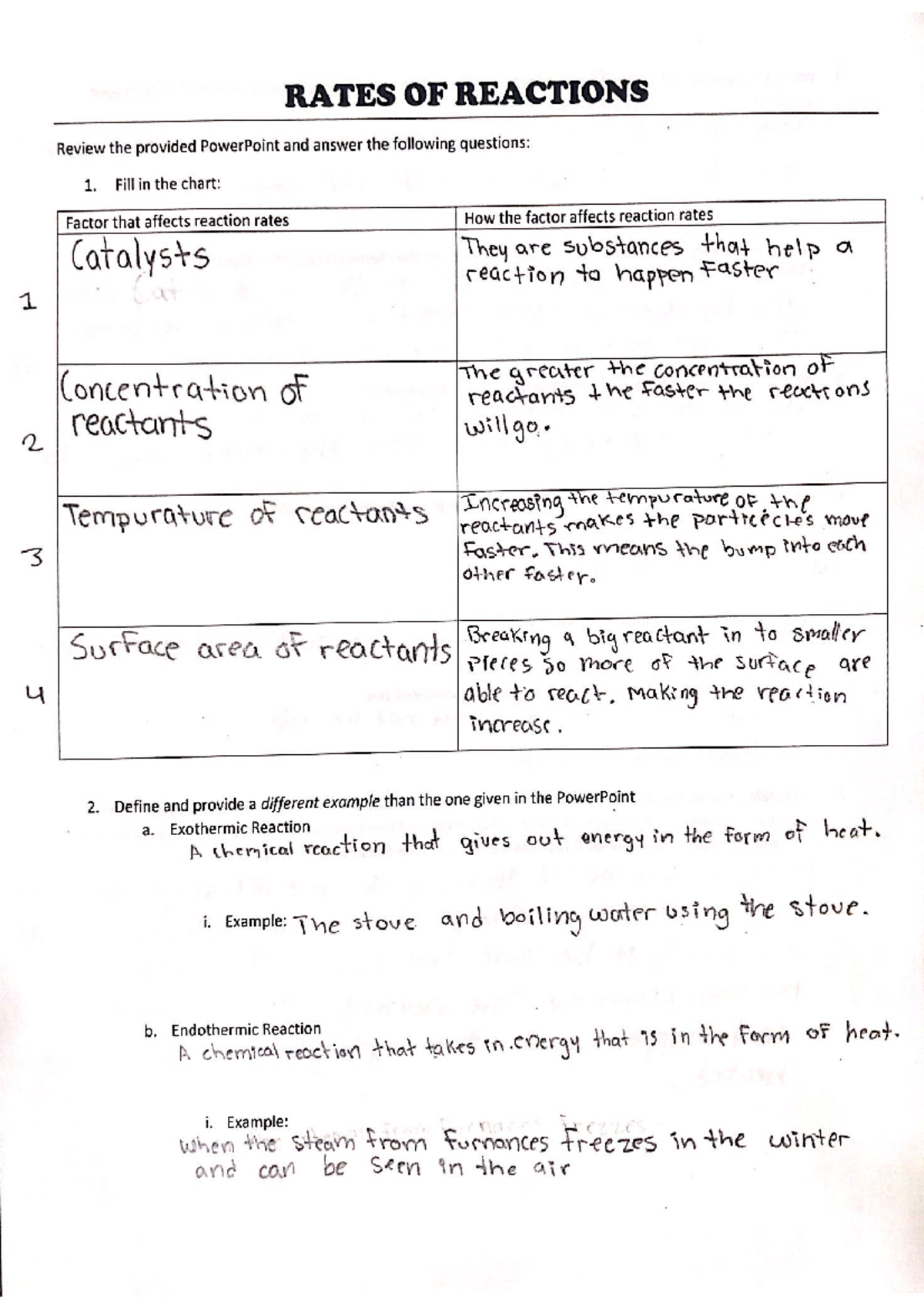 Rates of reactions Work assignment MAT 136 Studocu