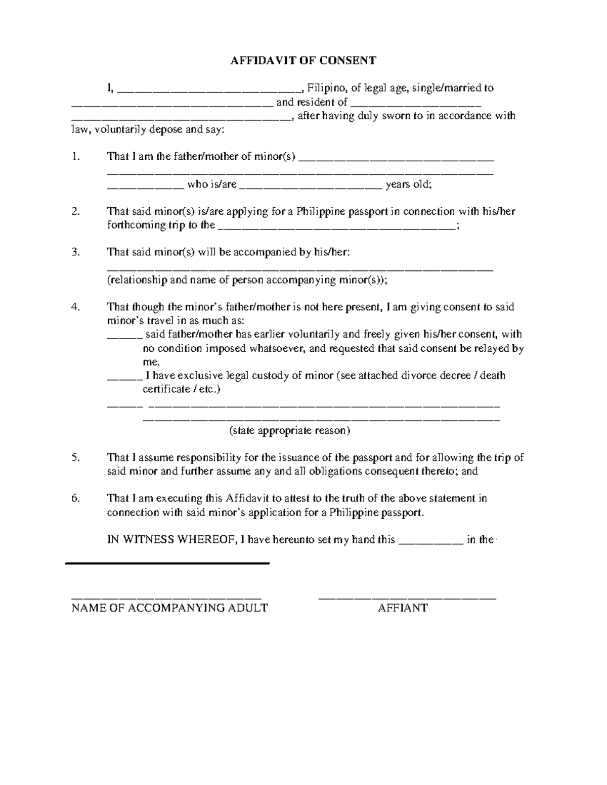 Affidavit of Consent - AFFIDAVIT OF CONSENT I ...