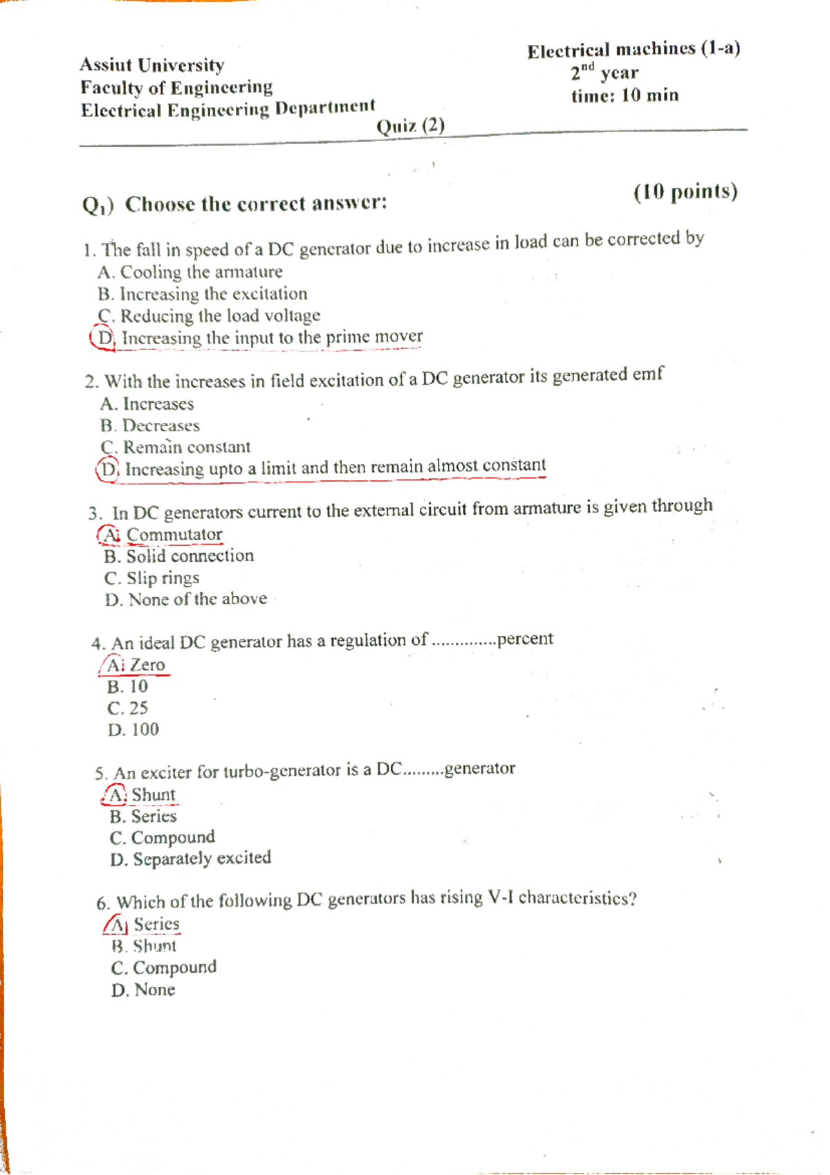 Quiz 3 DC Machine - mechanics of machine - Studocu