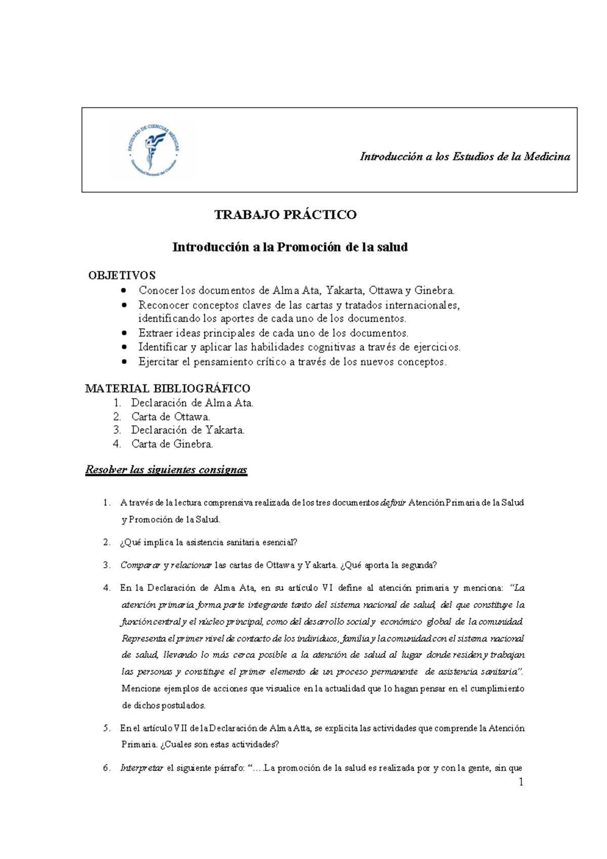 Trabajo Práctico 5 Introducción a la Promoción de la salud 1 TRABAJO PRÁCTICO Introducción a