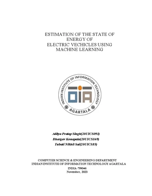 Final Project Aditya - jjhd - ESTIMATION OF THE STATE OF ENERGY OF ELECTRIC  VECHICLES USING MACHINE - Studocu