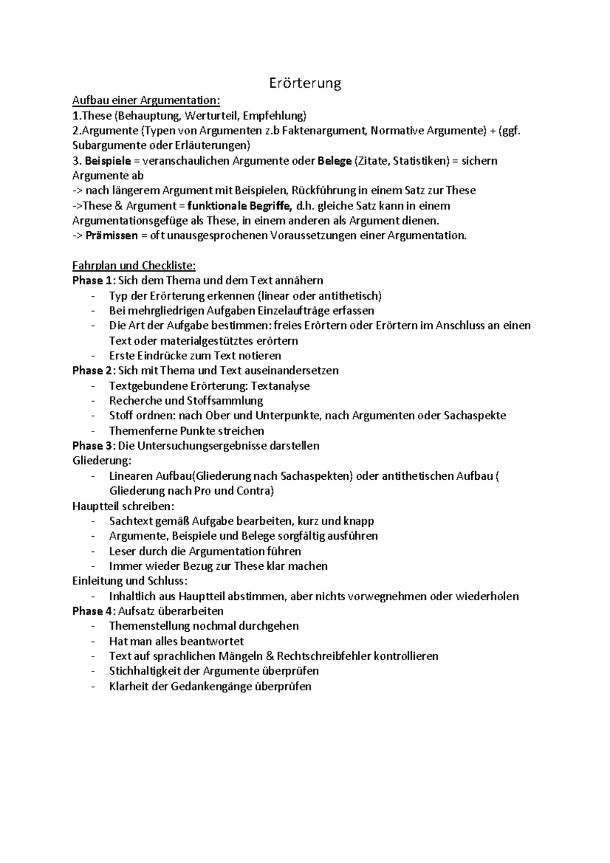 Erörterung - Erörterung Aufbau einer Argumentation: 1 (Behauptung ...