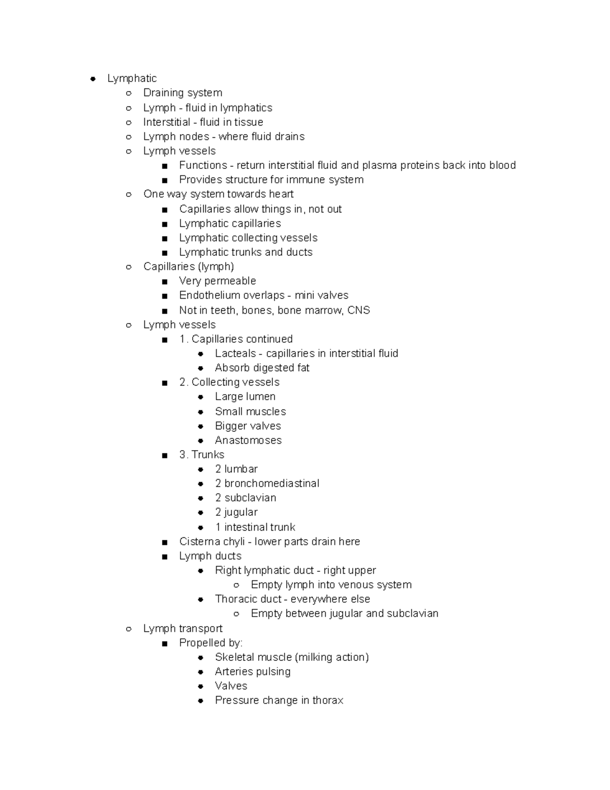 PTA 115 Lecture Notes 18 - Lymphatic Draining system Lymph - fluid in ...