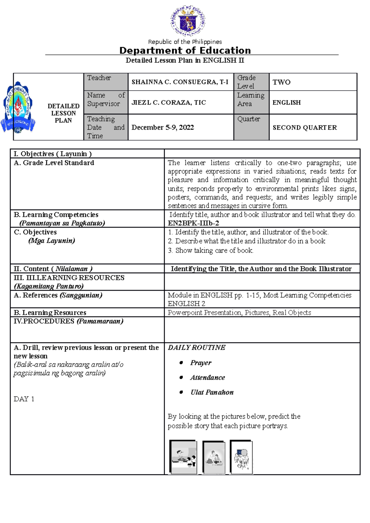 English 2 Dlp Week5 Q2 Department Of Education Detailed Lesson Plan In English Ii Detailed 9109