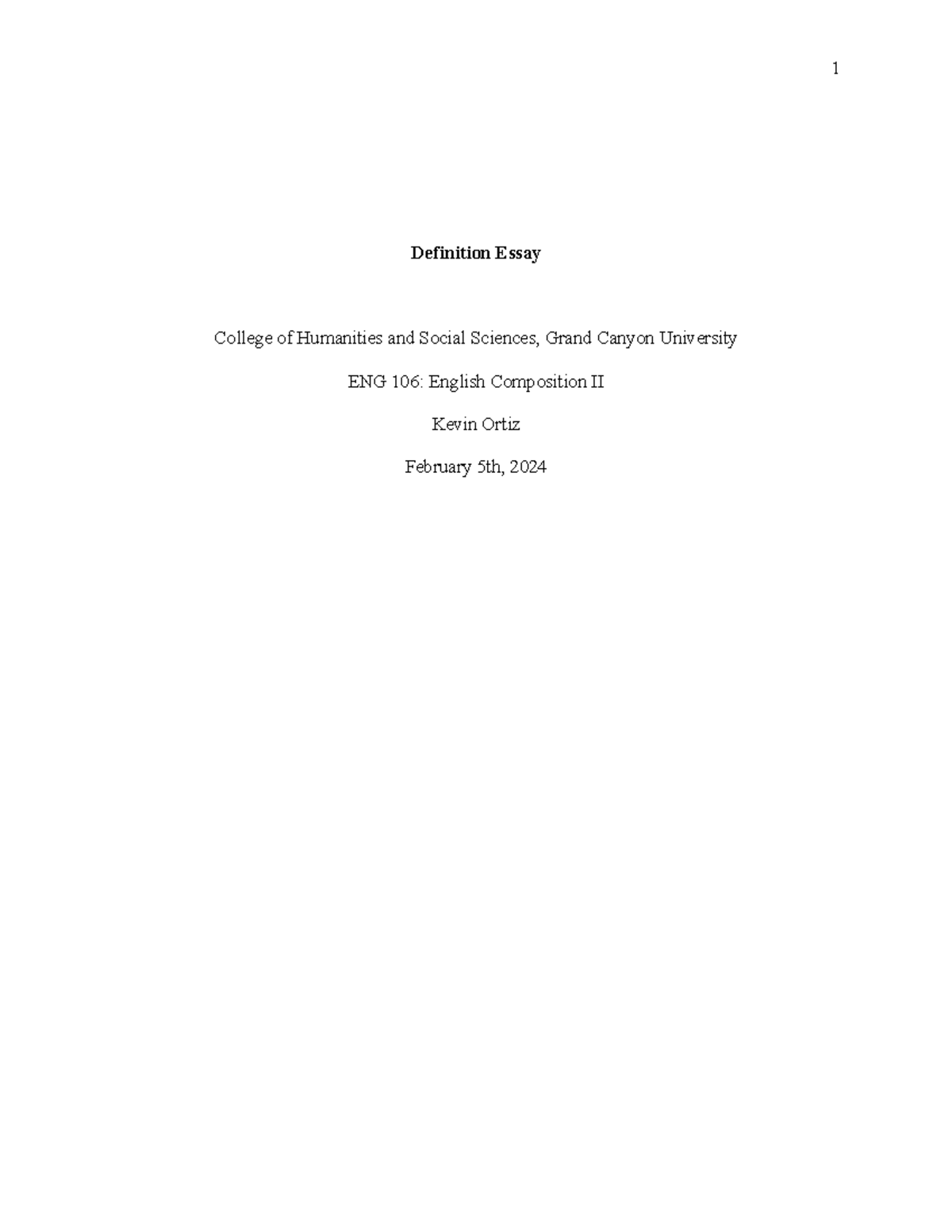 Criteria essay Final draft Definition Essay College of Humanities and