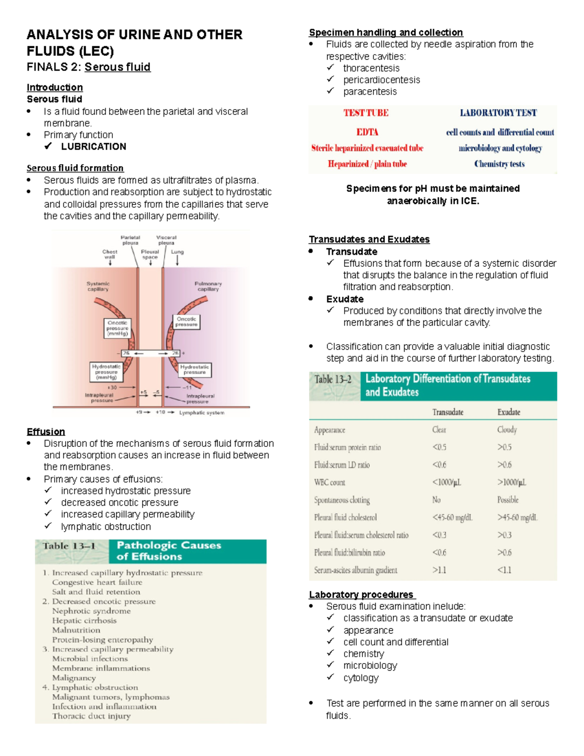 Analysis OF Urine AND Other Fluids (LEC) Finals 2 - ANALYSIS OF URINE ...