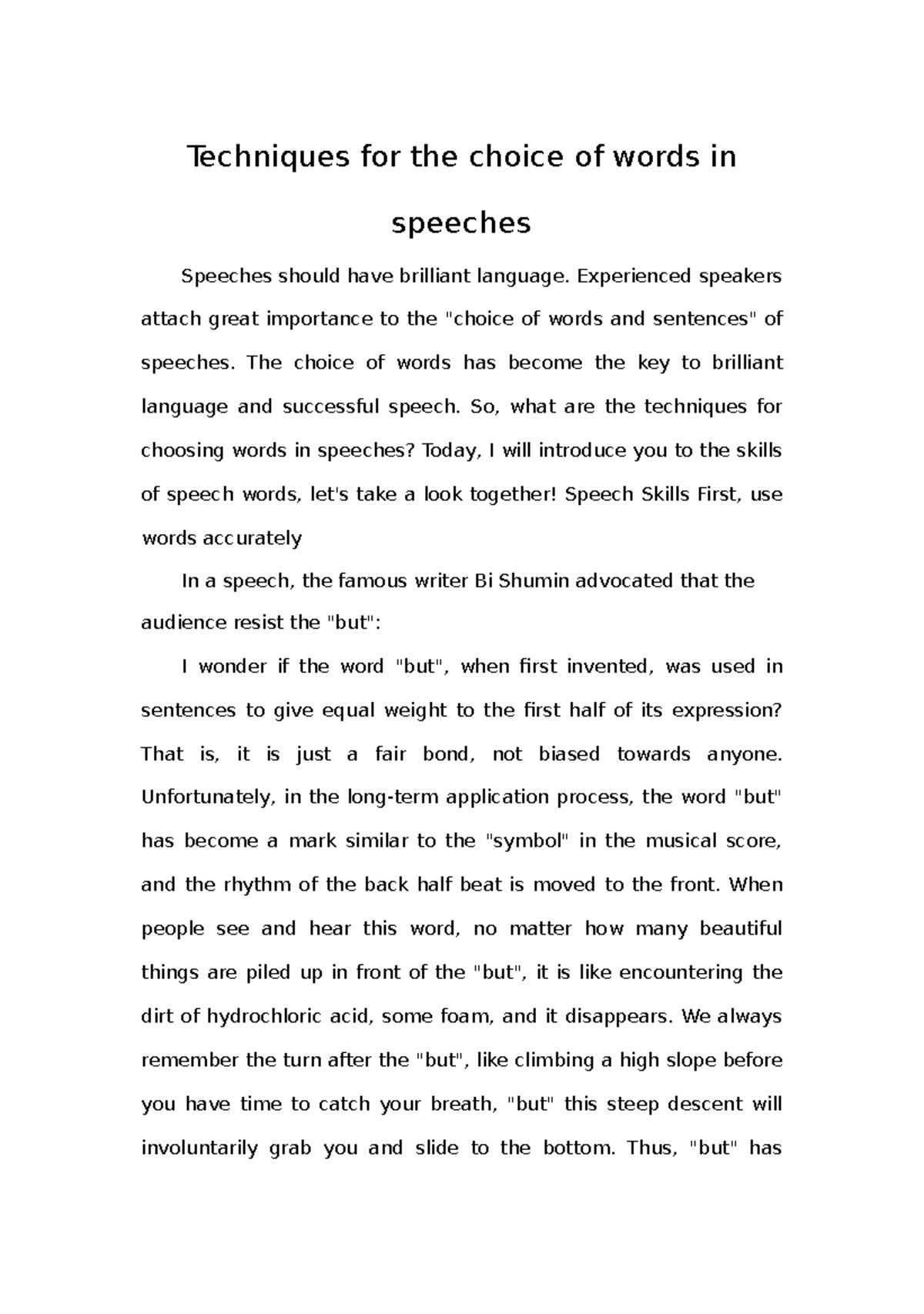 techniques-for-the-choice-of-words-in-speeches-techniques-for-the