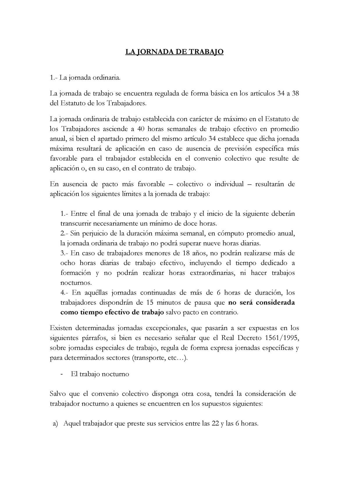 Sesion 7. La Jornada De Trabajo - LA JORNADA DE TRABAJO 1.- La Jornada ...