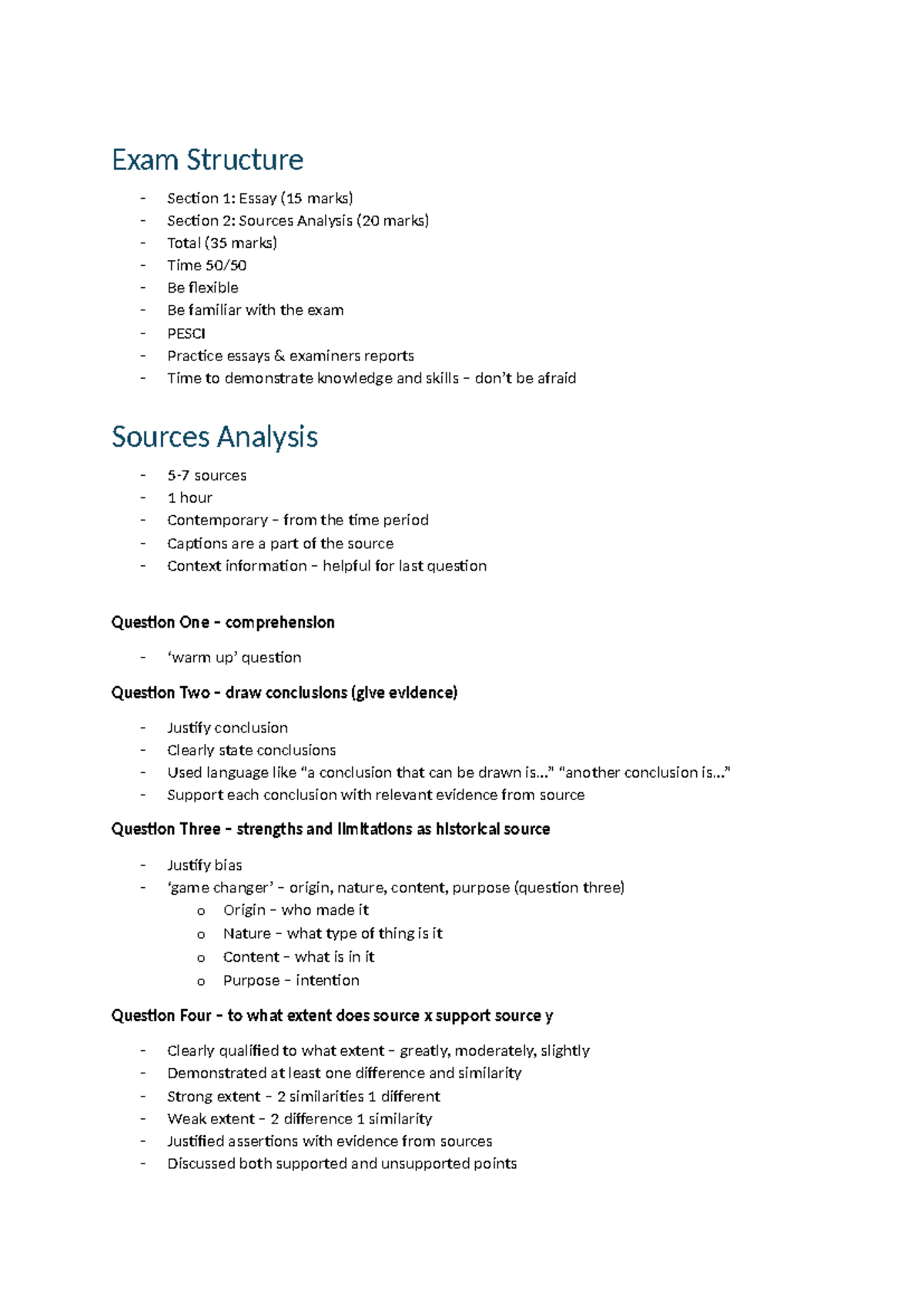 Modern History Revision Evening - Exam Structure - Section 1: Essay (15 ...