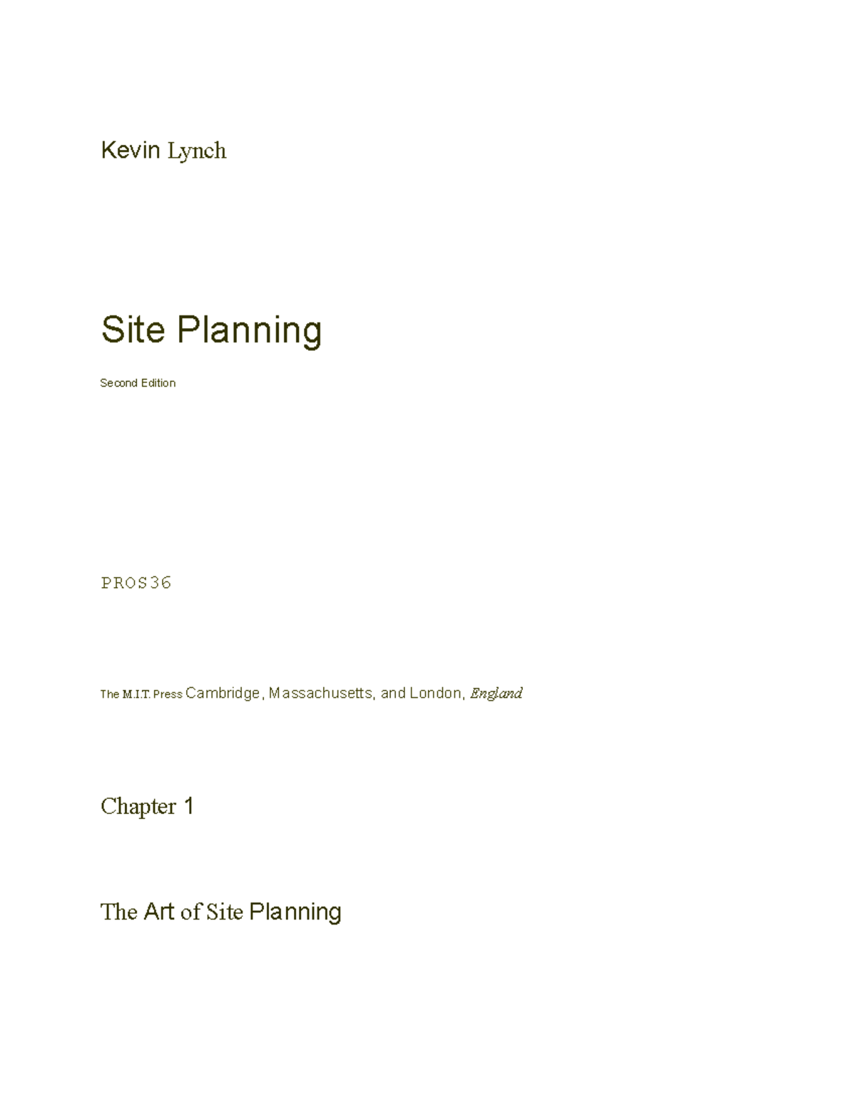 Lynch Site Planning - Notes - Kevin Lynch Site Planning Second Edition ...