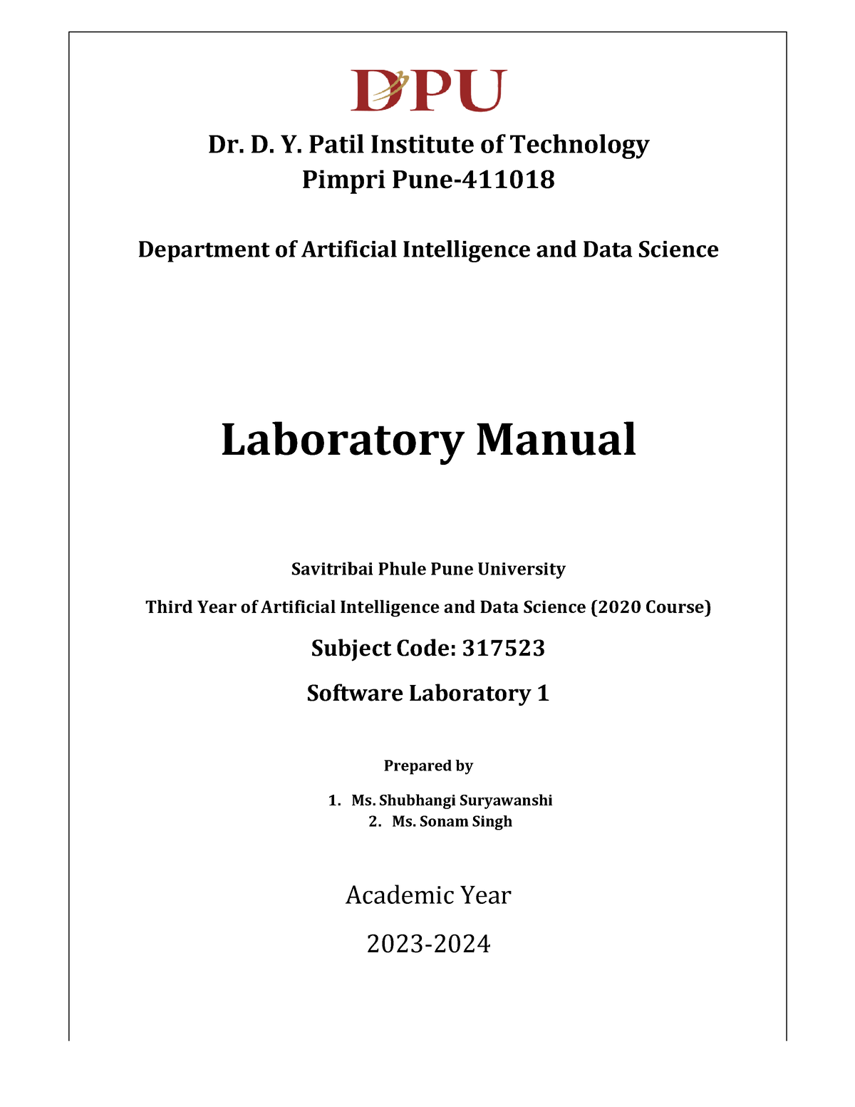 DBMS Lab Manual - Dr. D. Y. Patil Institute of Technology Pimpri Pune ...