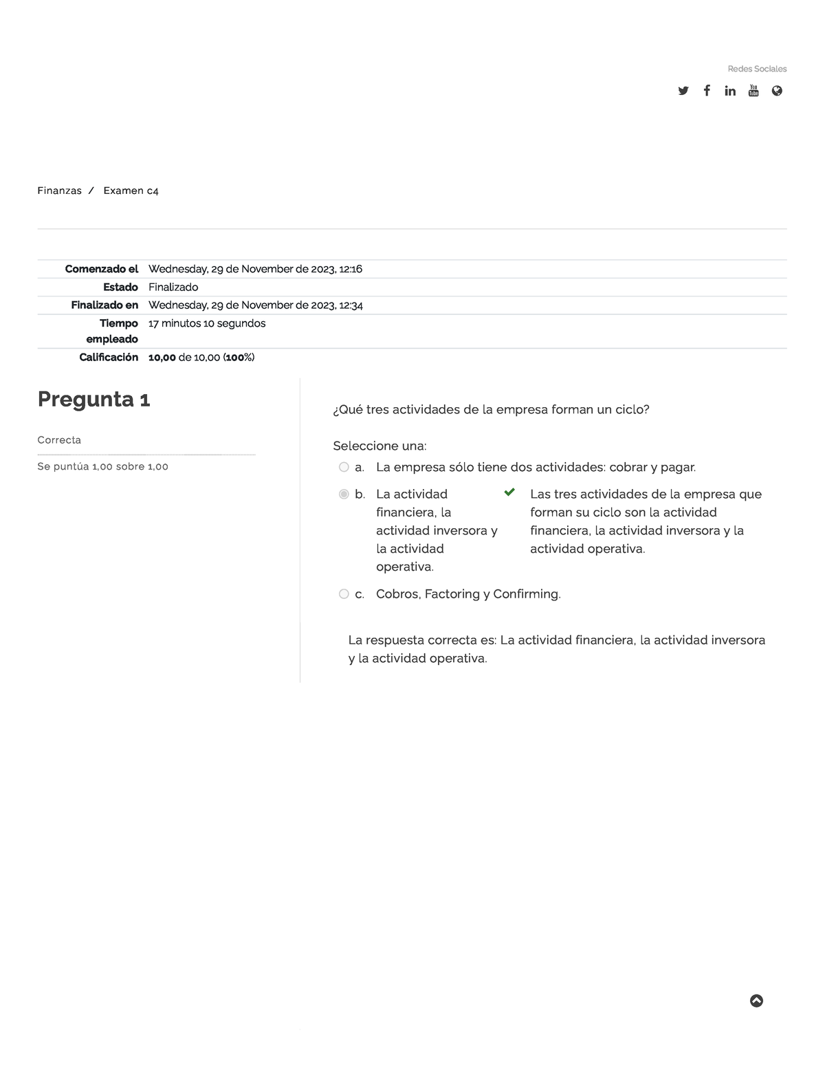 Finanzas Examen C4 Revisión Del Intento - Redes Sociales Finanzas ...