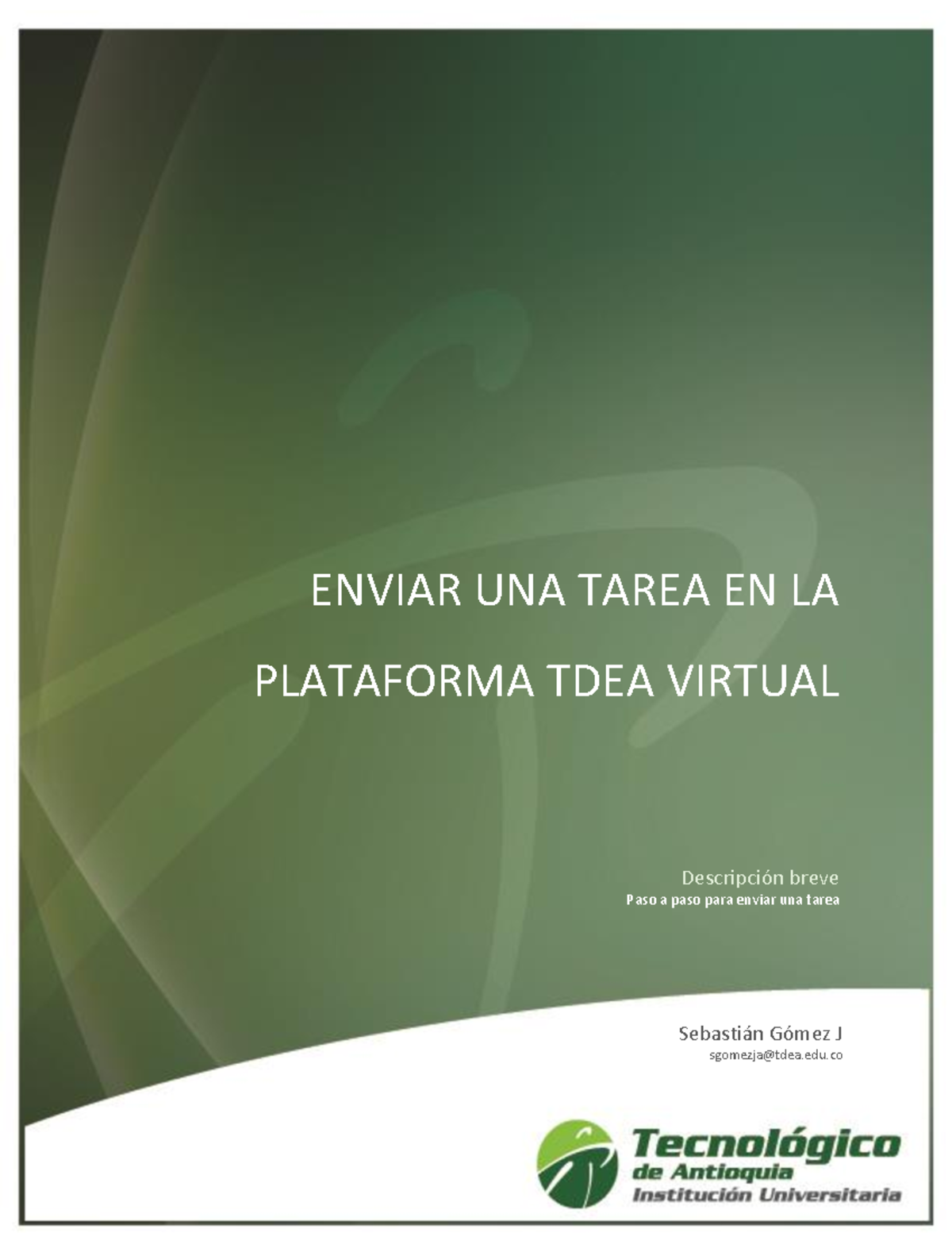 Tutorial - Enviar una tarea - ENVIAR UNA TAREA EN LA PLATAFORMA TDEA ...