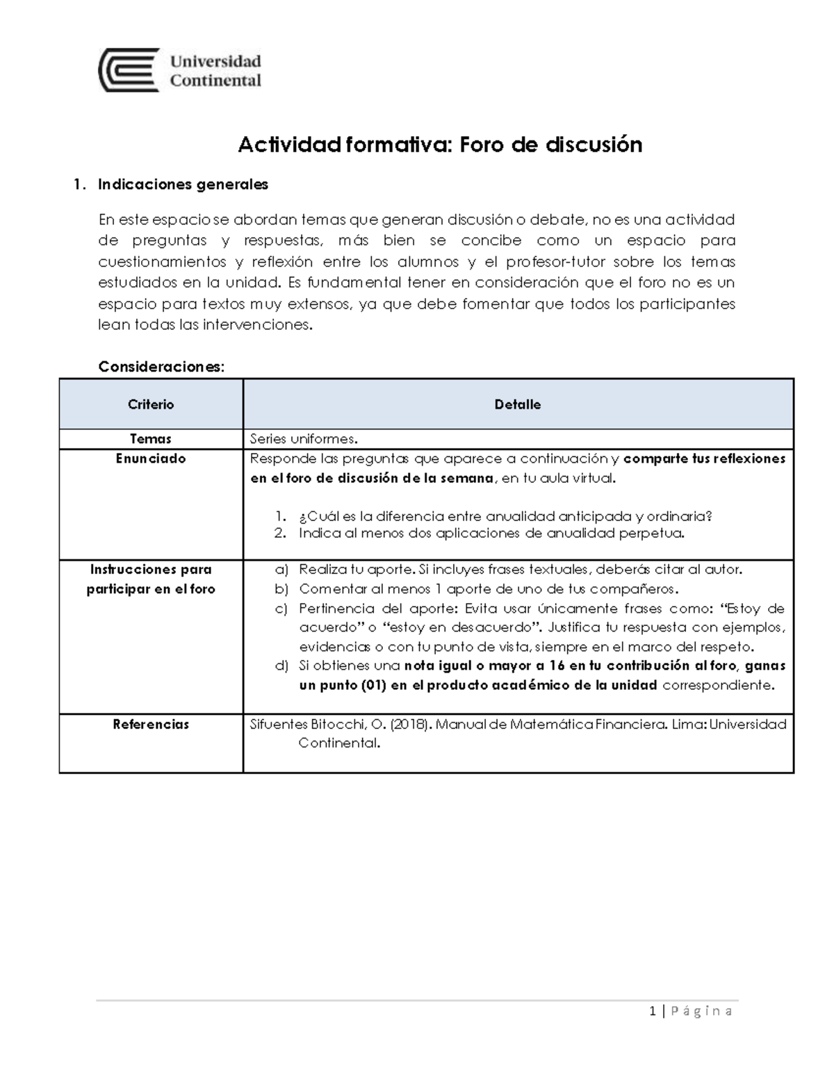 Foro Formativo Unidad 3 Matematica Fianciera - 1 | P á G I N A ...